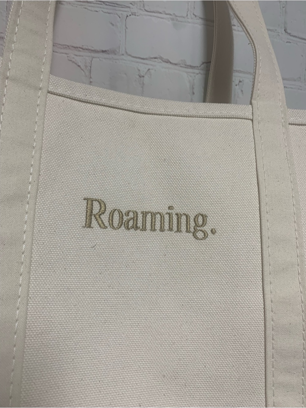 ROAMING LL Bean Cream Canvas Tote with Roaming Logo - Picture 2 of 7